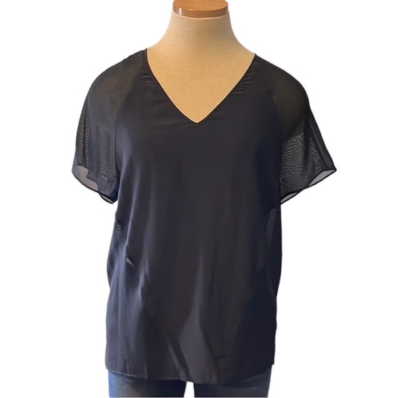 Alexander Wang Semi-Sheer Silk Top, Black, Small - Picture 3 of 10